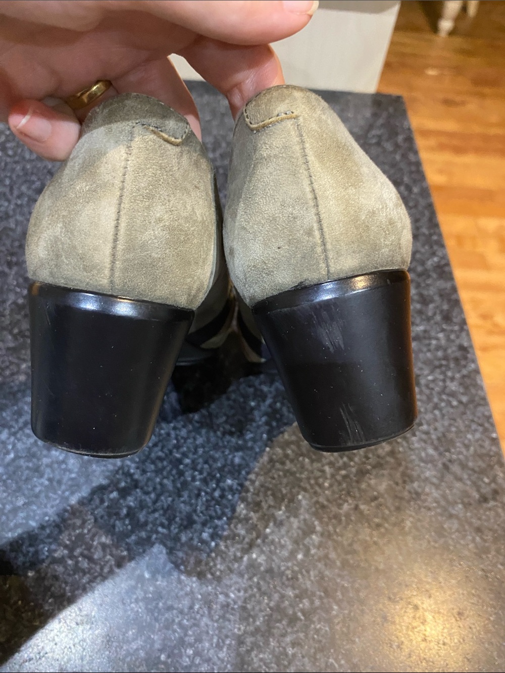 GEOX Leather Wedge Heeled Ballerina Shoes Size EU 35 US 5 Brown and Black Fall - Picture 3 of 7